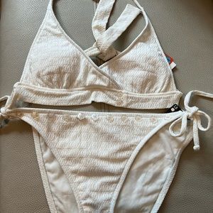 Lucky Brand Swimsuit, White Sm Top, L Bottom